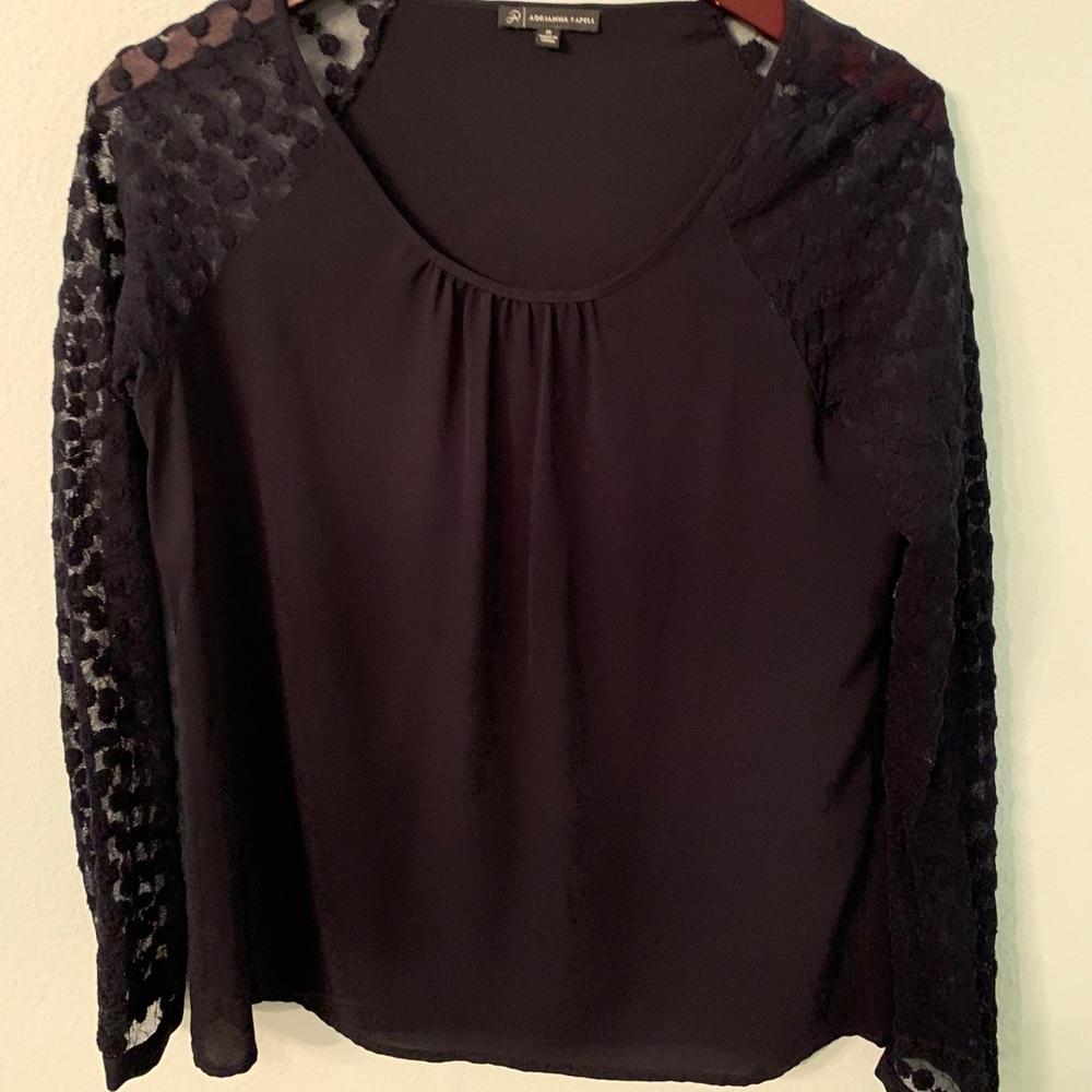 Adrianna Papell Black Long Sleeve Shirt